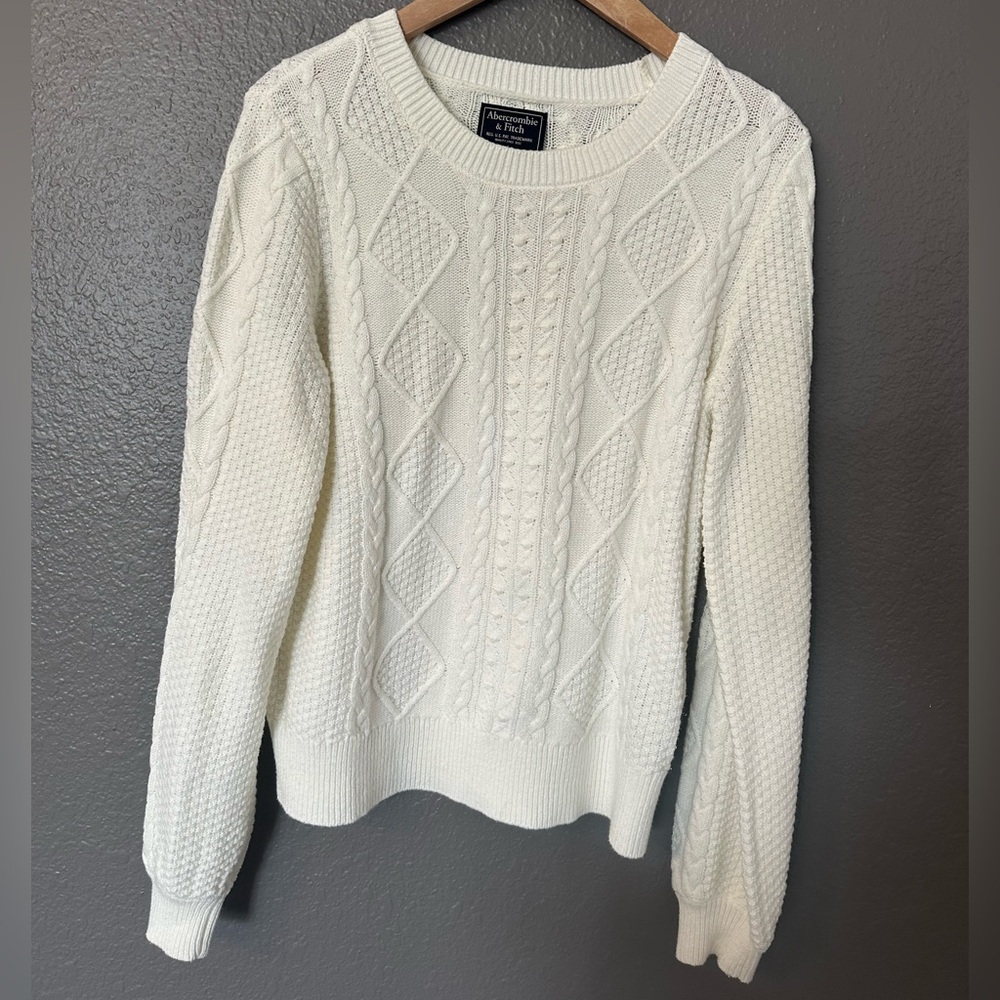 Vintage Abercrombie & Fitch Ivory Cable Knit Sweater EEUC